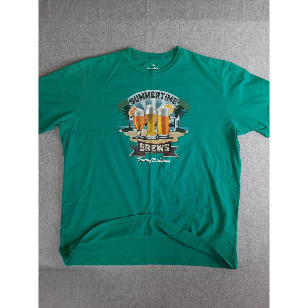 Tommy Bahama Men's Large Summer Time Brews Art‎ Logo UPF 30 T-Shirt Short Sleeve